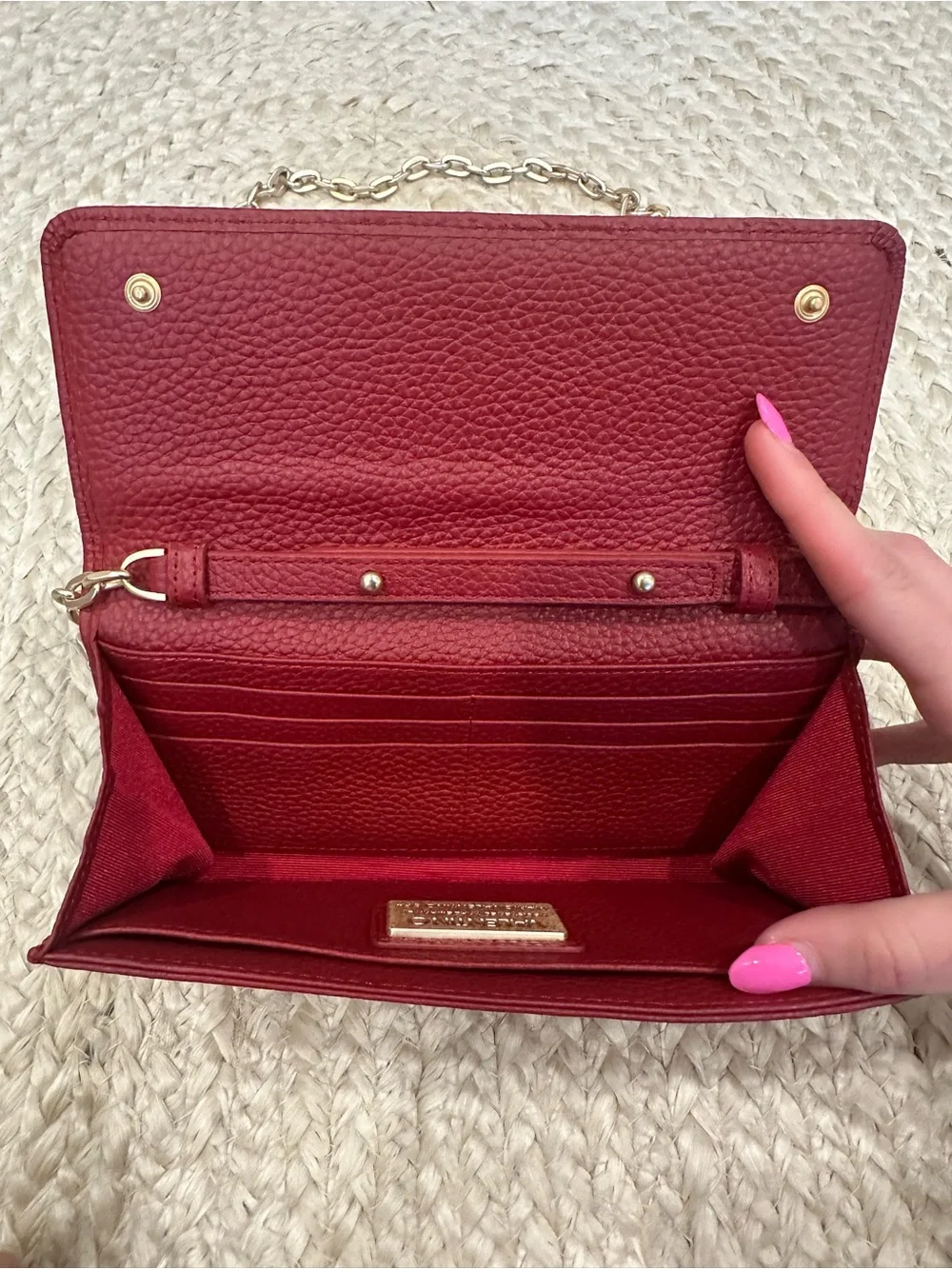 Valentino Cherry Red Pebbled Leather Crossbody with Gold Chain